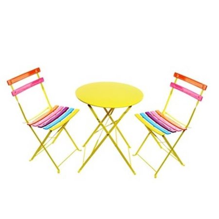 ALPINE CORP Alpine Corp MSY114A Rainbow Metal Bistro Set - Table & 2 Chairs MSY114A